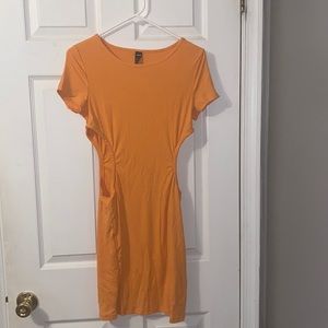 Side cut out orange mini dress